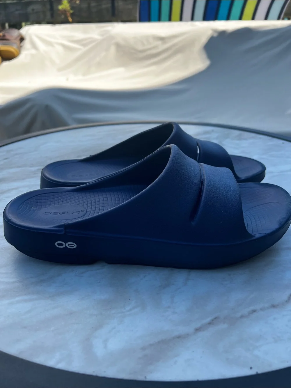 OOFOS Navy Blue Men's Slide Sandals